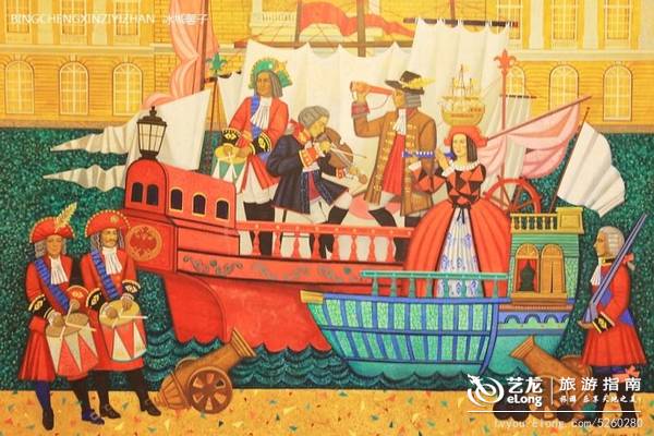 伏尔加庄园彼得洛夫宫里的列宾大型壁画